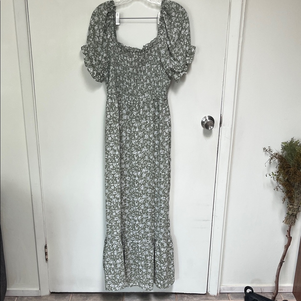 Inspired Hearts Sage Floral Maxi Dress